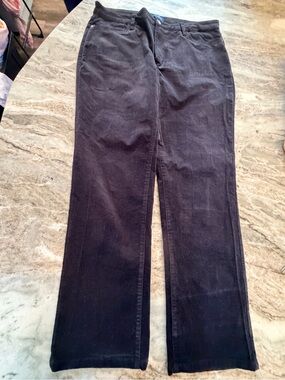 Chaps Black Stretch Corduroy Straight Leg Pants Size 16